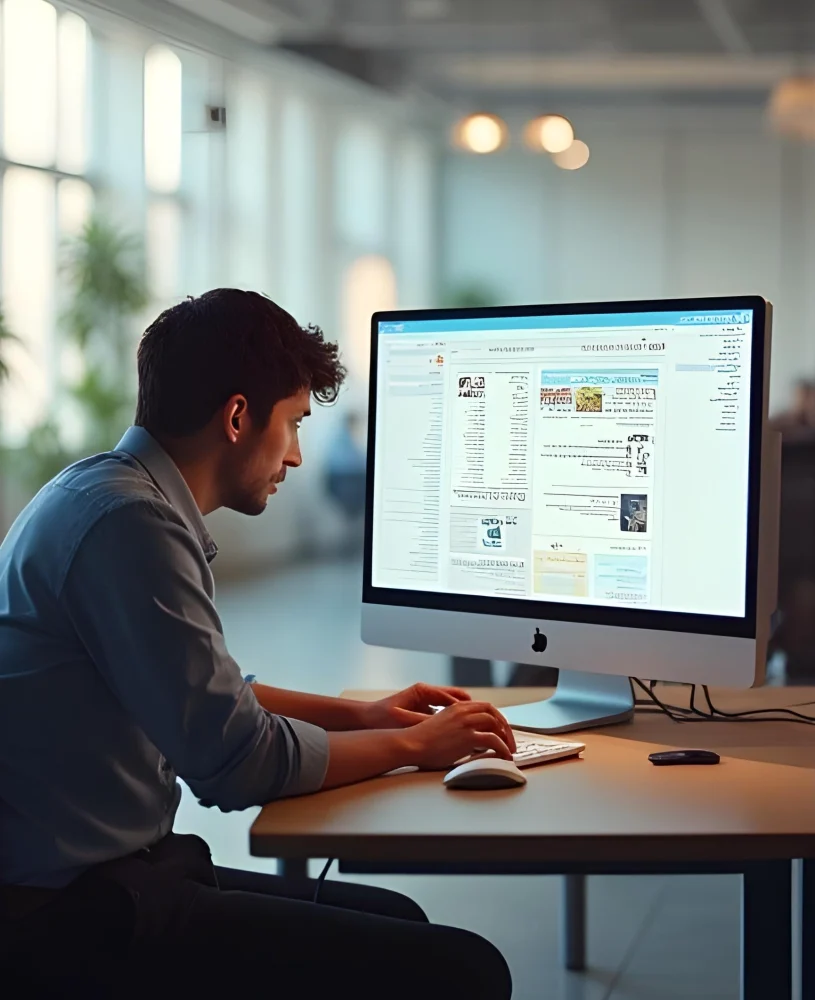 Werknemers aan een bureau